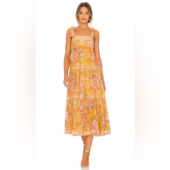 ZIMMERMANN | Pattie Tie Shoulder Dress in Mustard | US Sz 8 - Picture 9 of 13